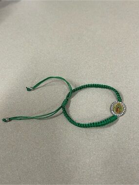 Green Beaded Adjustable Religious Charm Bracelet